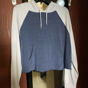 Blue and White Cropped Hoodie